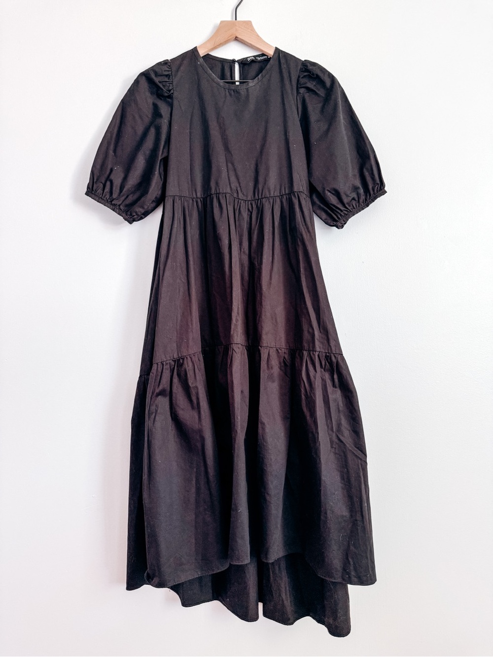 Zara Black Tiered Maxi Cotton Dress Size XS